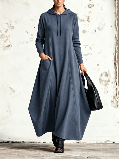 Celeste | Robe maxi à capuche et poches latérales