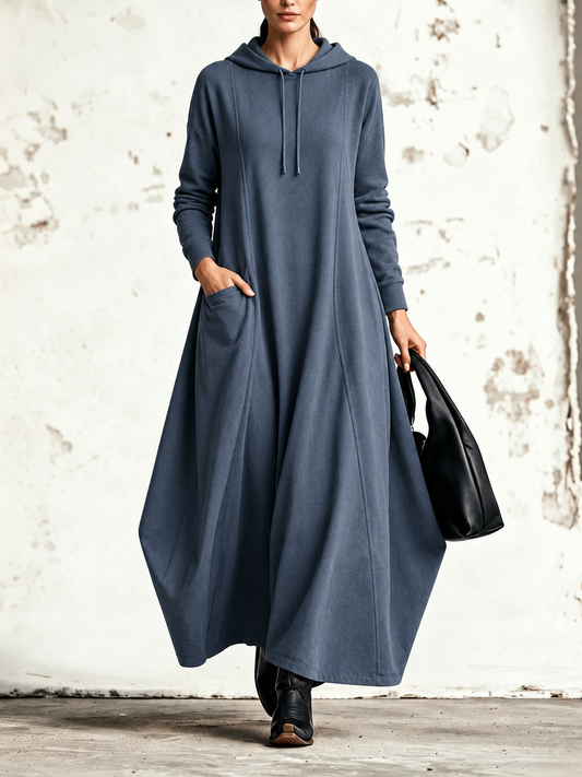 Celeste | Robe maxi à capuche et poches latérales