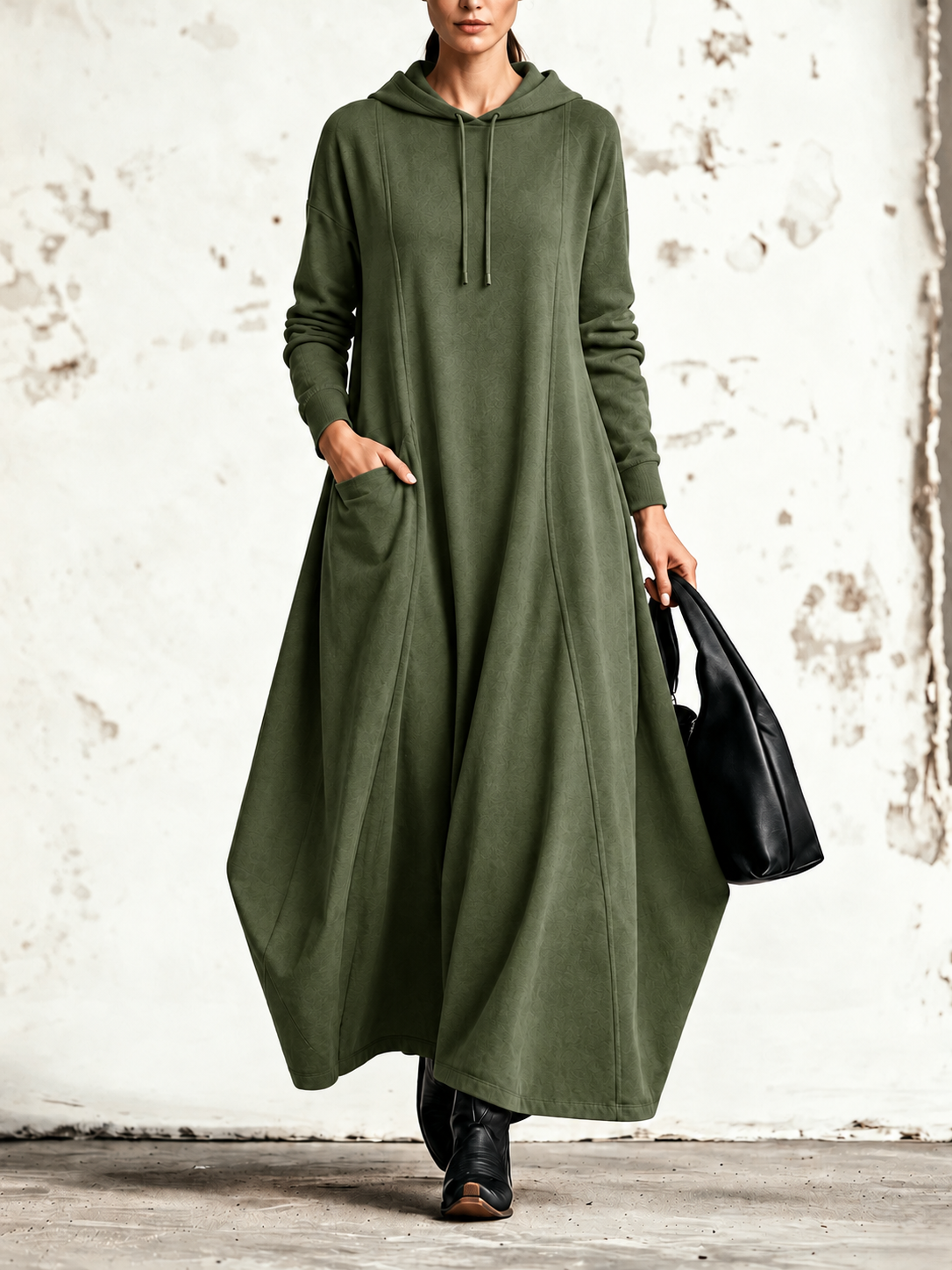 Celeste | Robe maxi à capuche et poches latérales