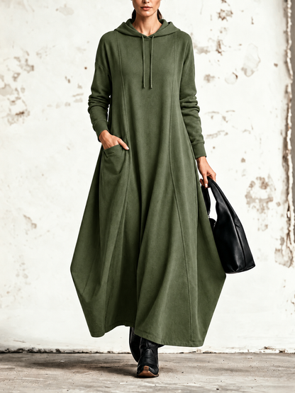 Celeste | Robe maxi à capuche et poches latérales