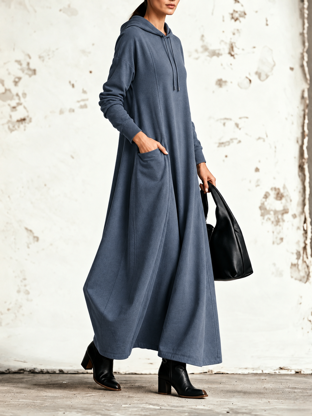 Celeste | Robe maxi à capuche et poches latérales