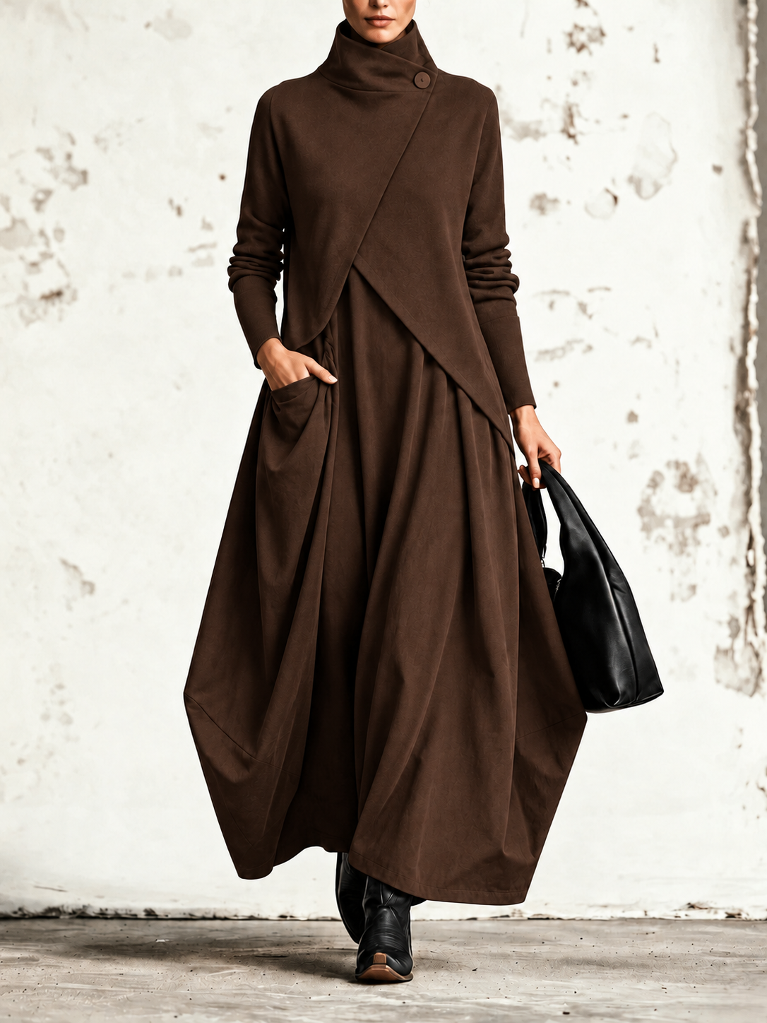 Dafne | Robe maxi à col asymétrique et jupe ballon