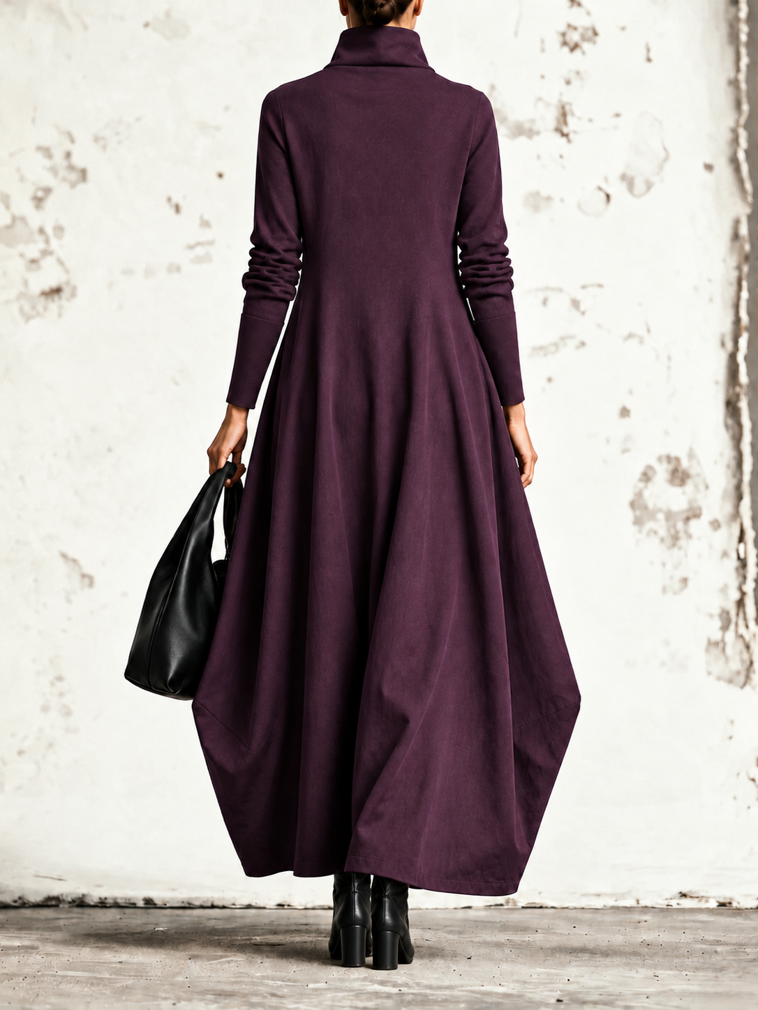 Dafne | Robe maxi à col asymétrique et jupe ballon