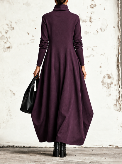 Dafne | Robe maxi à col asymétrique et jupe ballon