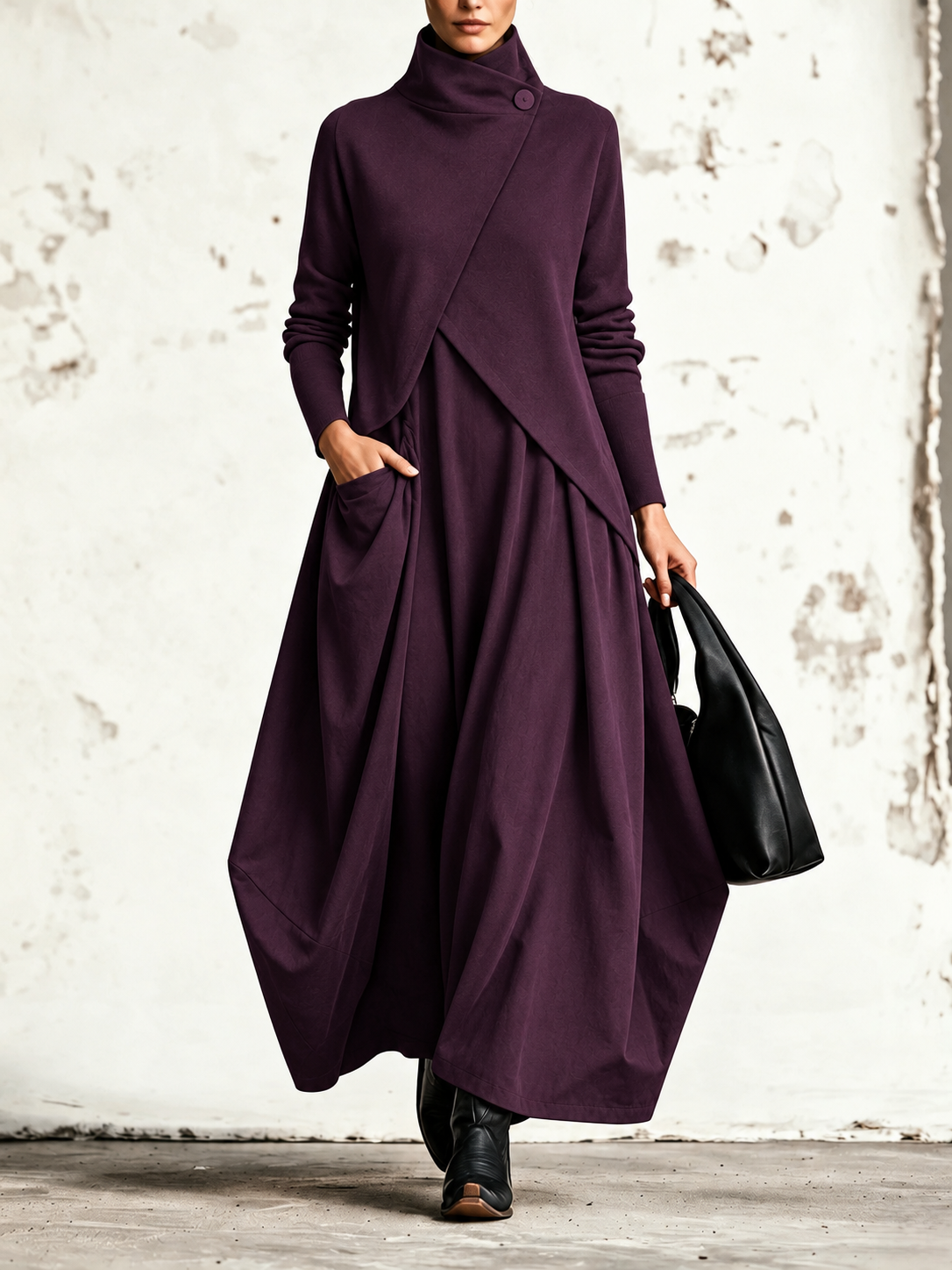 Dafne | Robe maxi à col asymétrique et jupe ballon