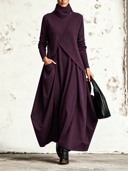 Dafne | Robe maxi à col asymétrique et jupe ballon