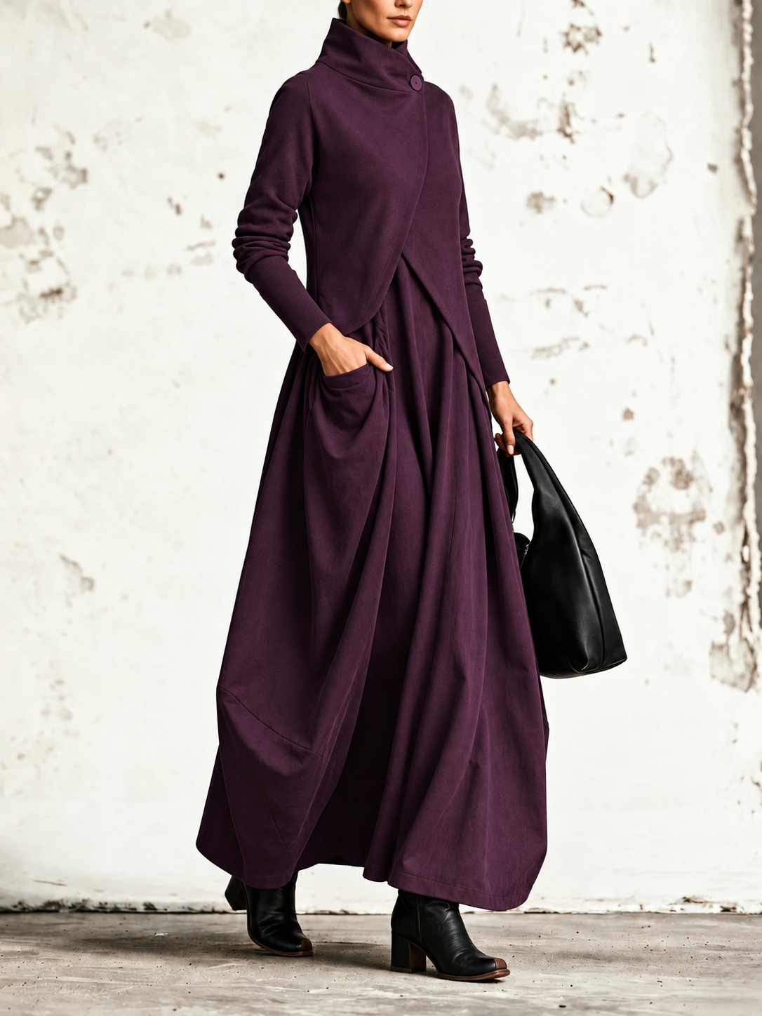 Dafne | Robe maxi à col asymétrique et jupe ballon