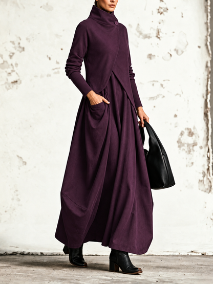 Dafne | Robe maxi à col asymétrique et jupe ballon