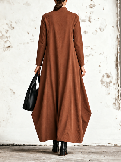 Ornella | Robe maxi à col mao et poches rectangulaires