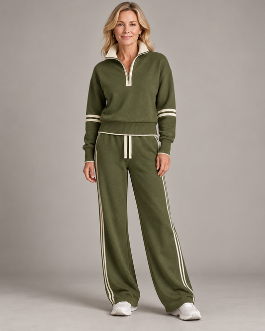 Elisabetta | Ensemble coordonné à demi-zip et pantalon large