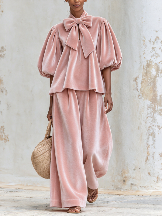 Rosalia | Ensemble à nœud et pantalon ample