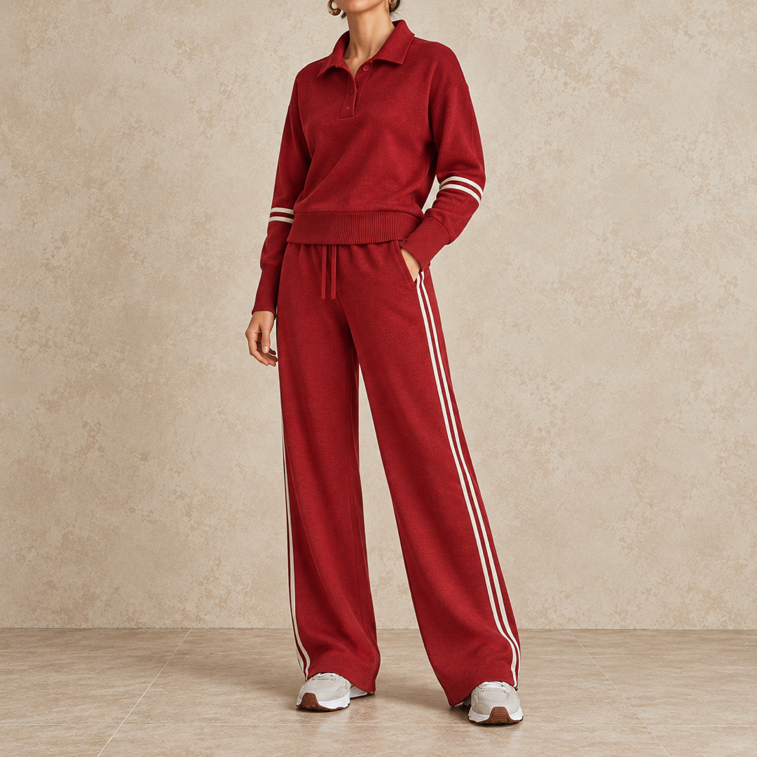 Ambra | Ensemble à col polo et boutons ton sur ton