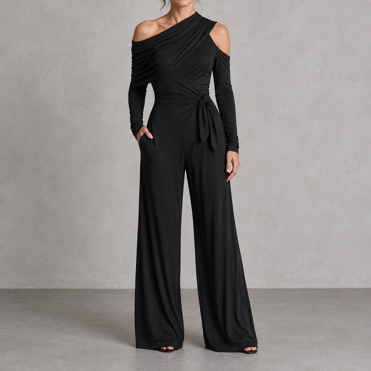 Adelisa | Combinaison asymétrique à nœud latéral et jambes larges