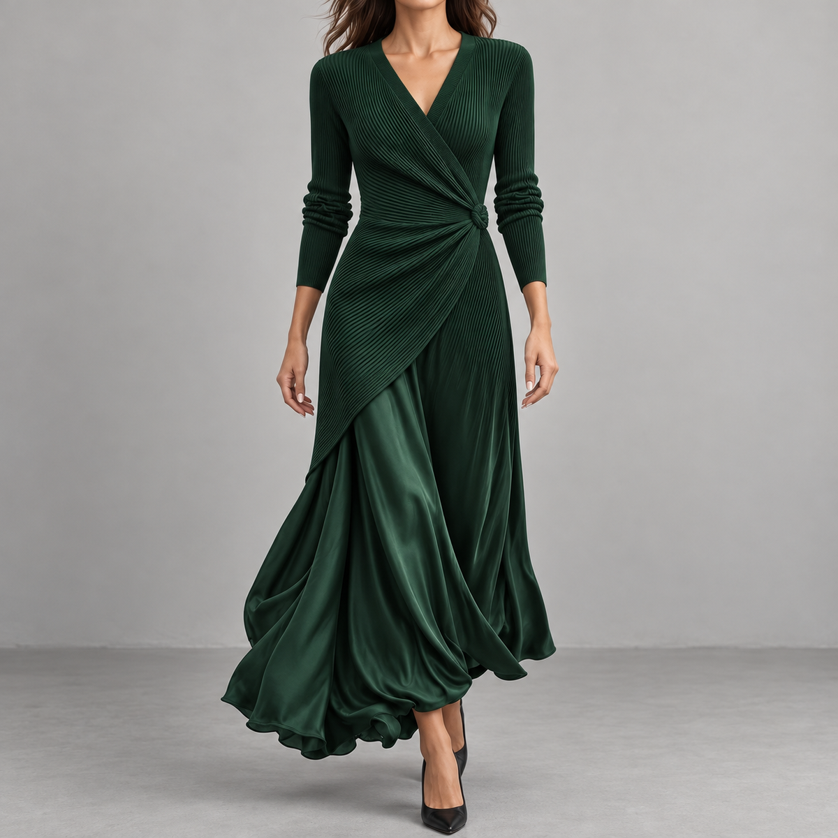 Artemisia | Robe maxi croisée à nœud latéral et jupe fluide