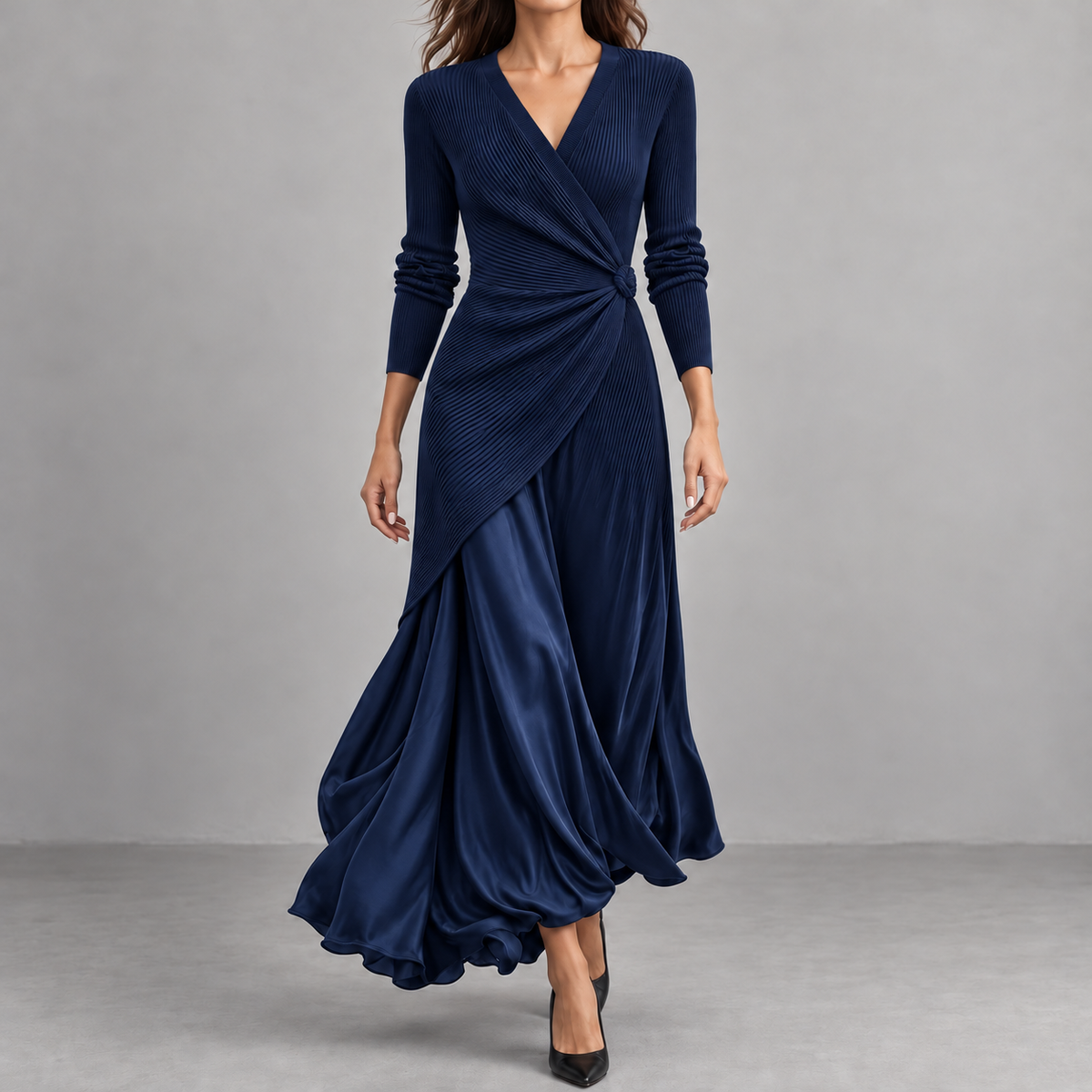 Artemisia | Robe maxi croisée à nœud latéral et jupe fluide