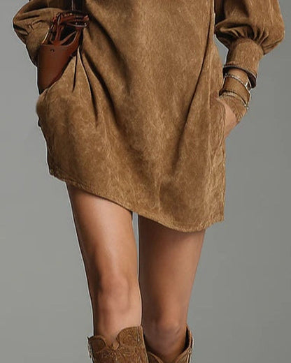 Lucrezia | Robe souple effet daim zippée, marron