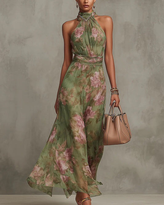 Fiorina | Robe longue verte à fleurs