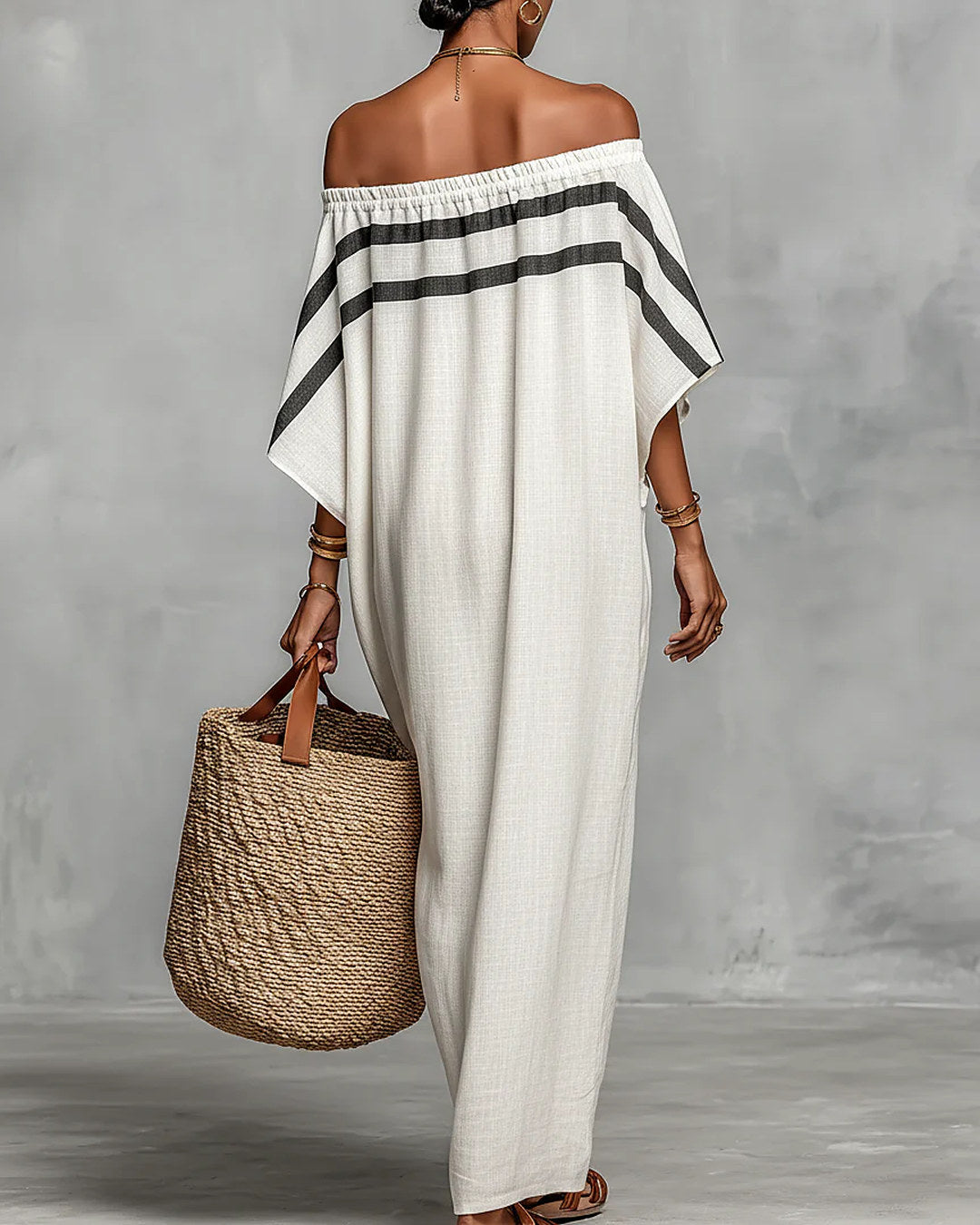Avelina | Robe longue à épaules dénudées, blanche