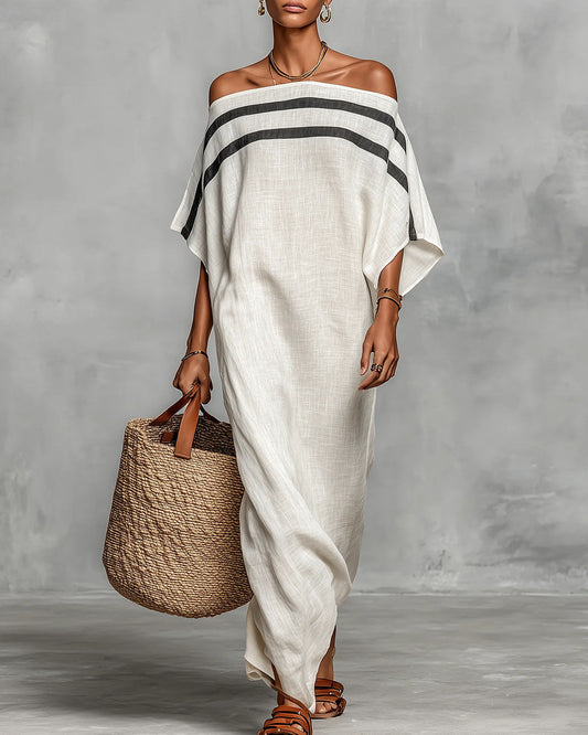 Avelina | Robe longue à épaules dénudées, blanche