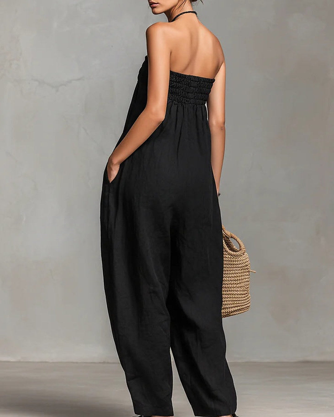 Nina | Combinaison bandeau habillée, noire