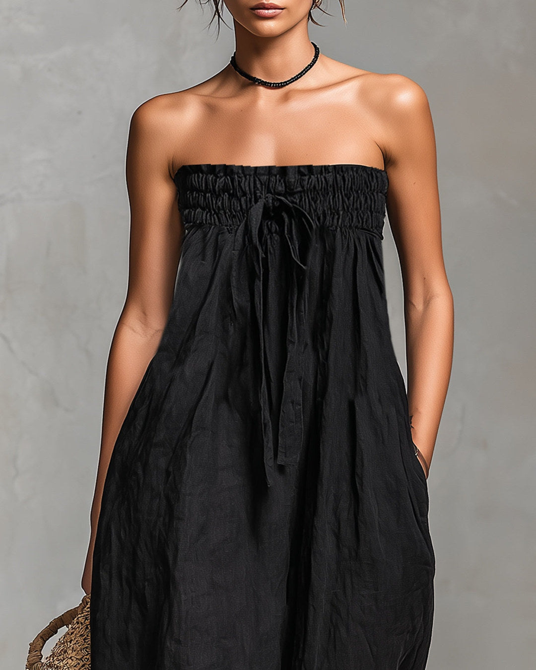 Nina | Combinaison bandeau habillée, noire
