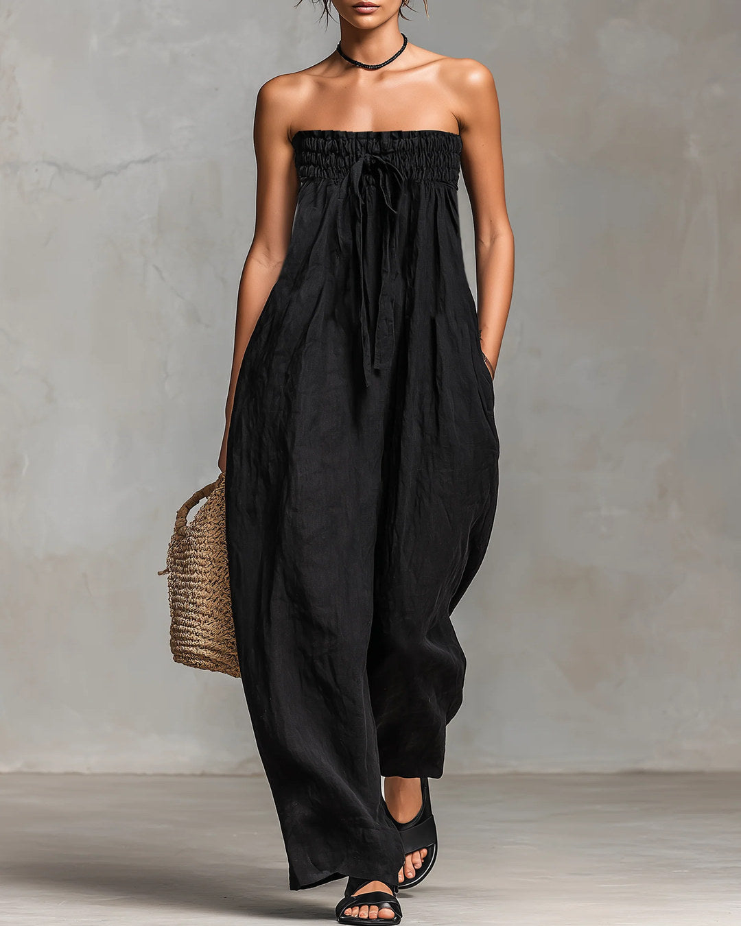 Nina | Combinaison bandeau habillée, noire