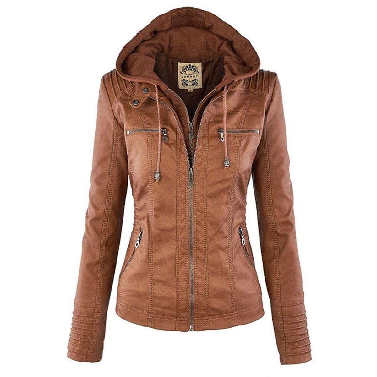 Lucinda | Veste biker à capuche amovible