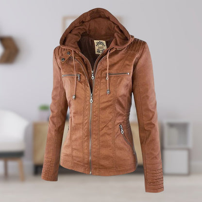 Lucinda | Veste biker à capuche amovible