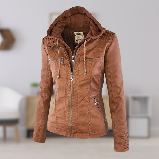 Lucinda | Veste biker à capuche amovible