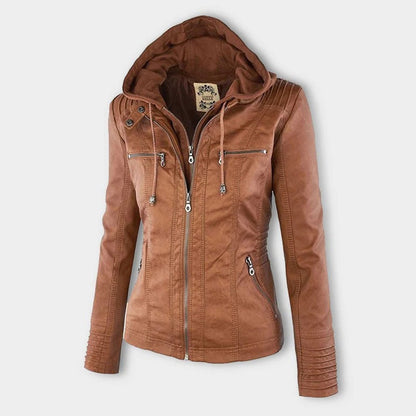 Lucinda | Veste biker à capuche amovible
