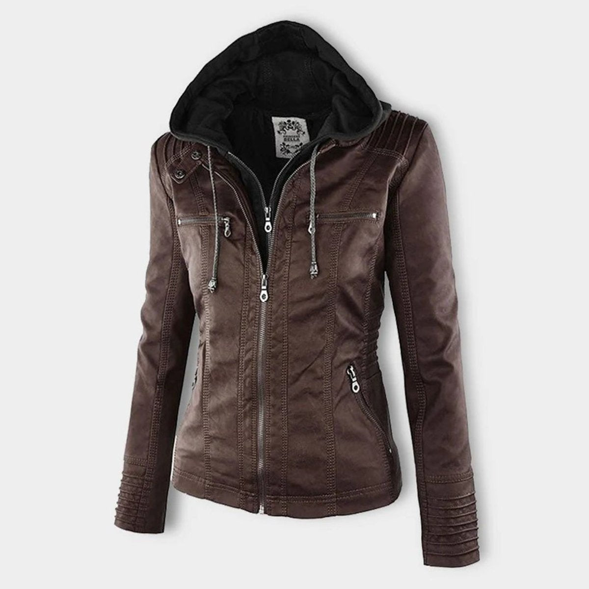 Lucinda | Veste biker à capuche amovible