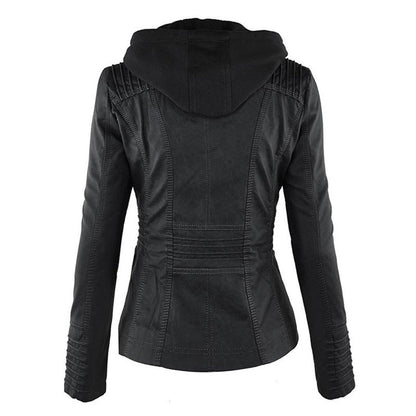 Lucinda | Veste biker à capuche amovible