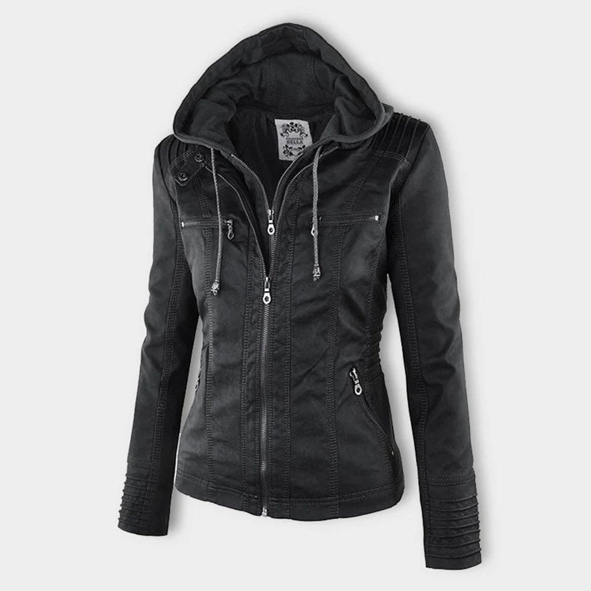 Lucinda | Veste biker à capuche amovible