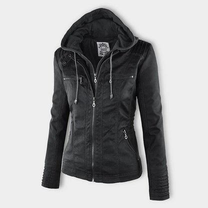 Lucinda | Veste biker à capuche amovible