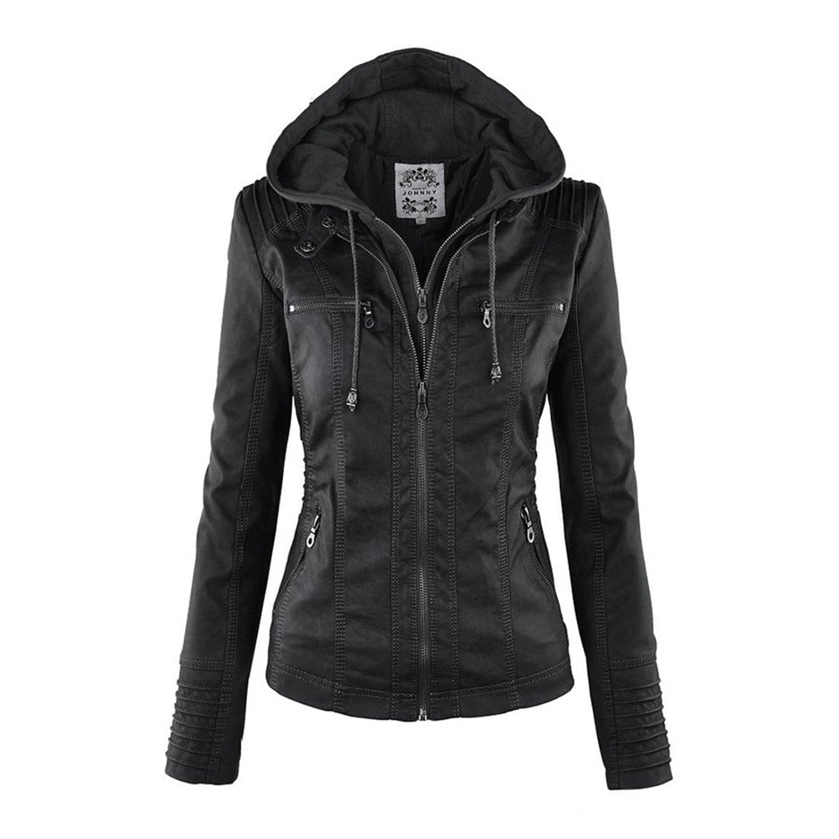 Lucinda | Veste biker à capuche amovible