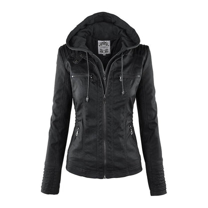 Lucinda | Veste biker à capuche amovible