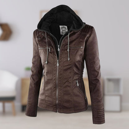 Lucinda | Veste biker à capuche amovible