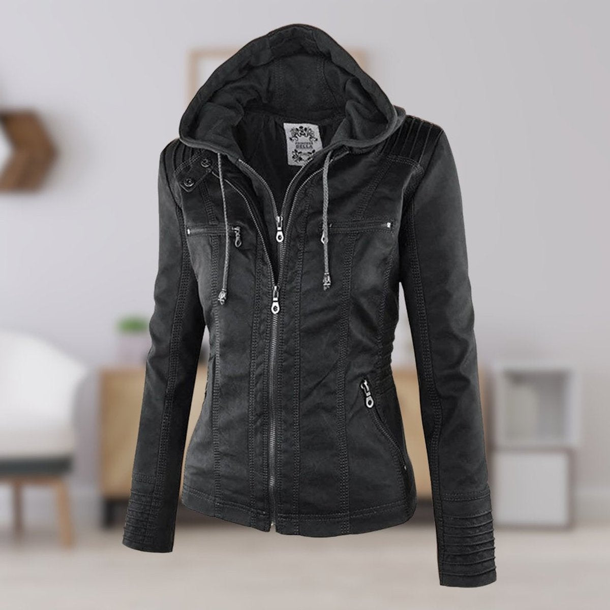 Lucinda | Veste biker à capuche amovible