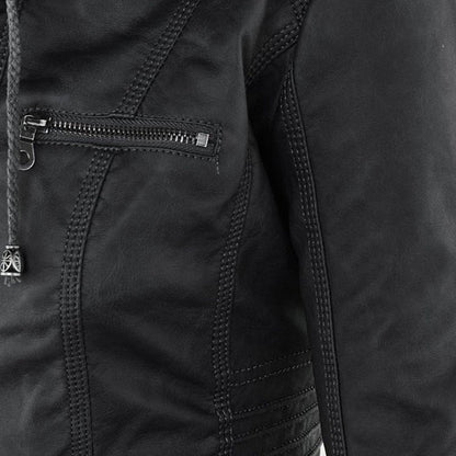 Lucinda | Veste biker à capuche amovible