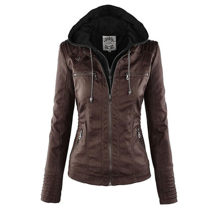 Lucinda | Veste biker à capuche amovible
