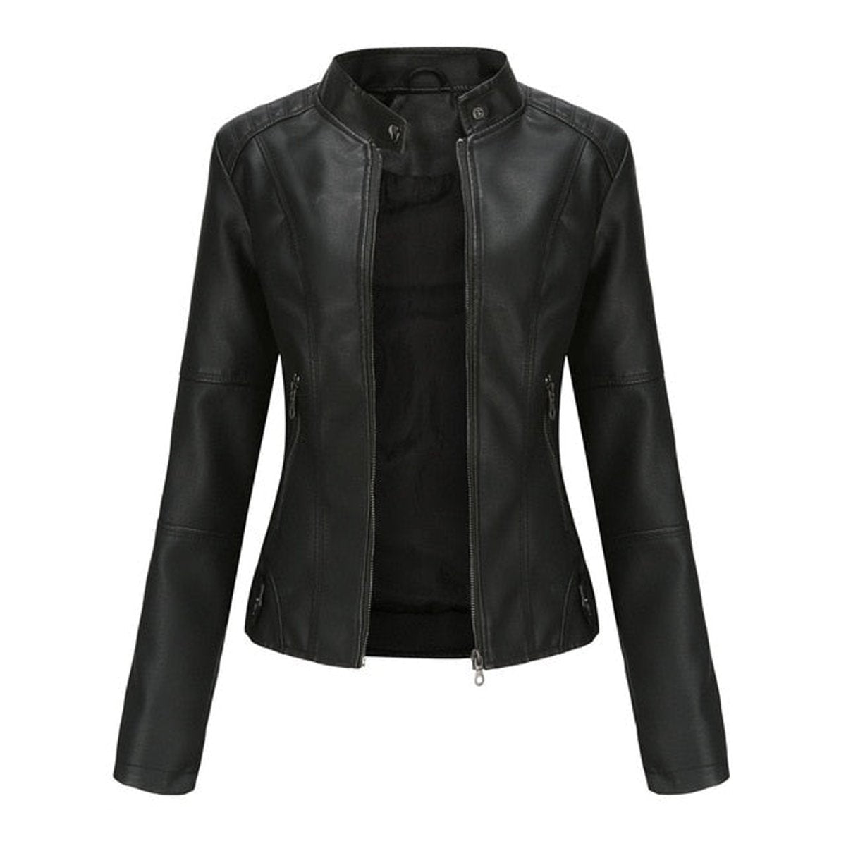 Helen | Veste biker ajustée à col montant