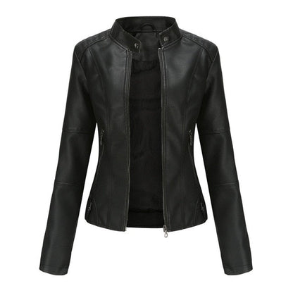 Helen | Veste biker ajustée à col montant