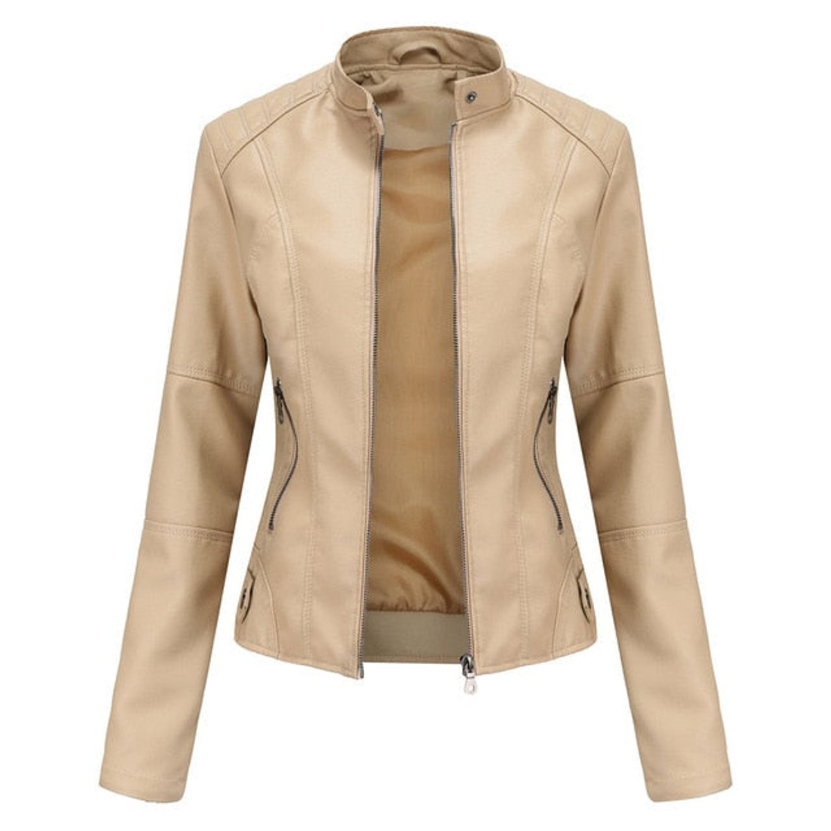 Helen | Veste biker ajustée à col montant