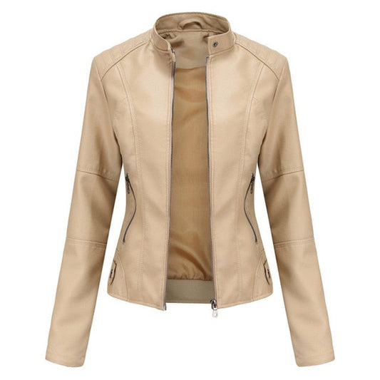 Helen | Veste biker ajustée à col montant