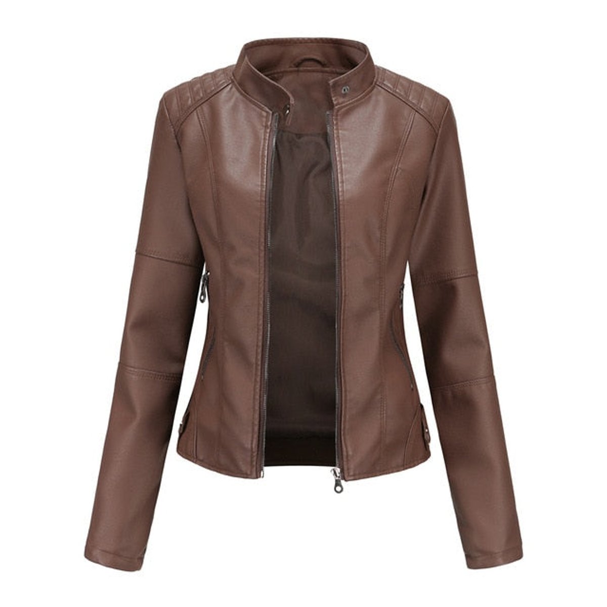 Helen | Veste biker ajustée à col montant