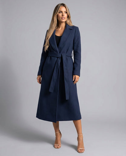 Josie | Manteau long à revers et ceinture