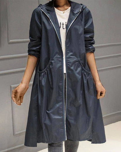 Kathleen | Trench long à capuche et zip