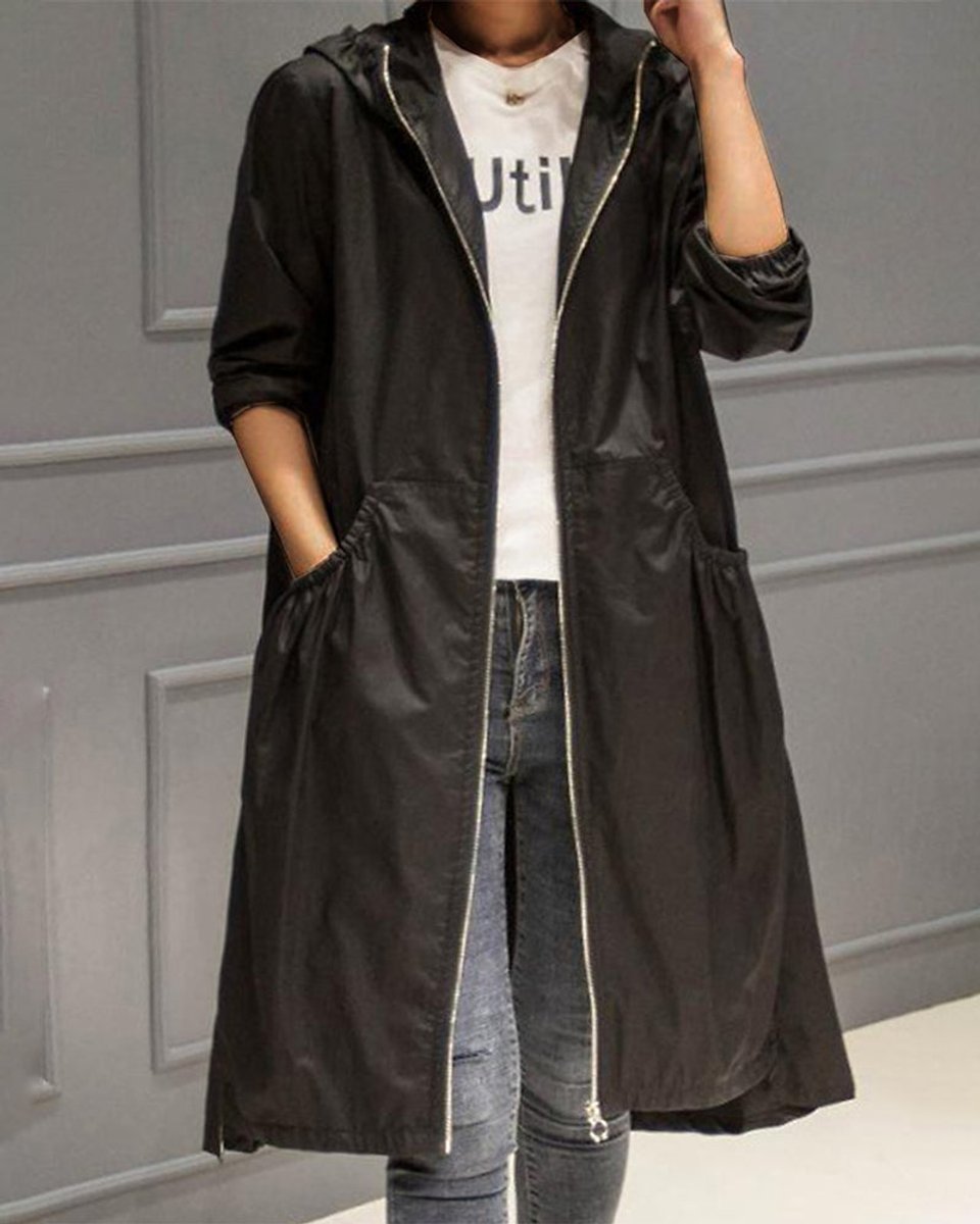 Kathleen | Trench long à capuche et zip