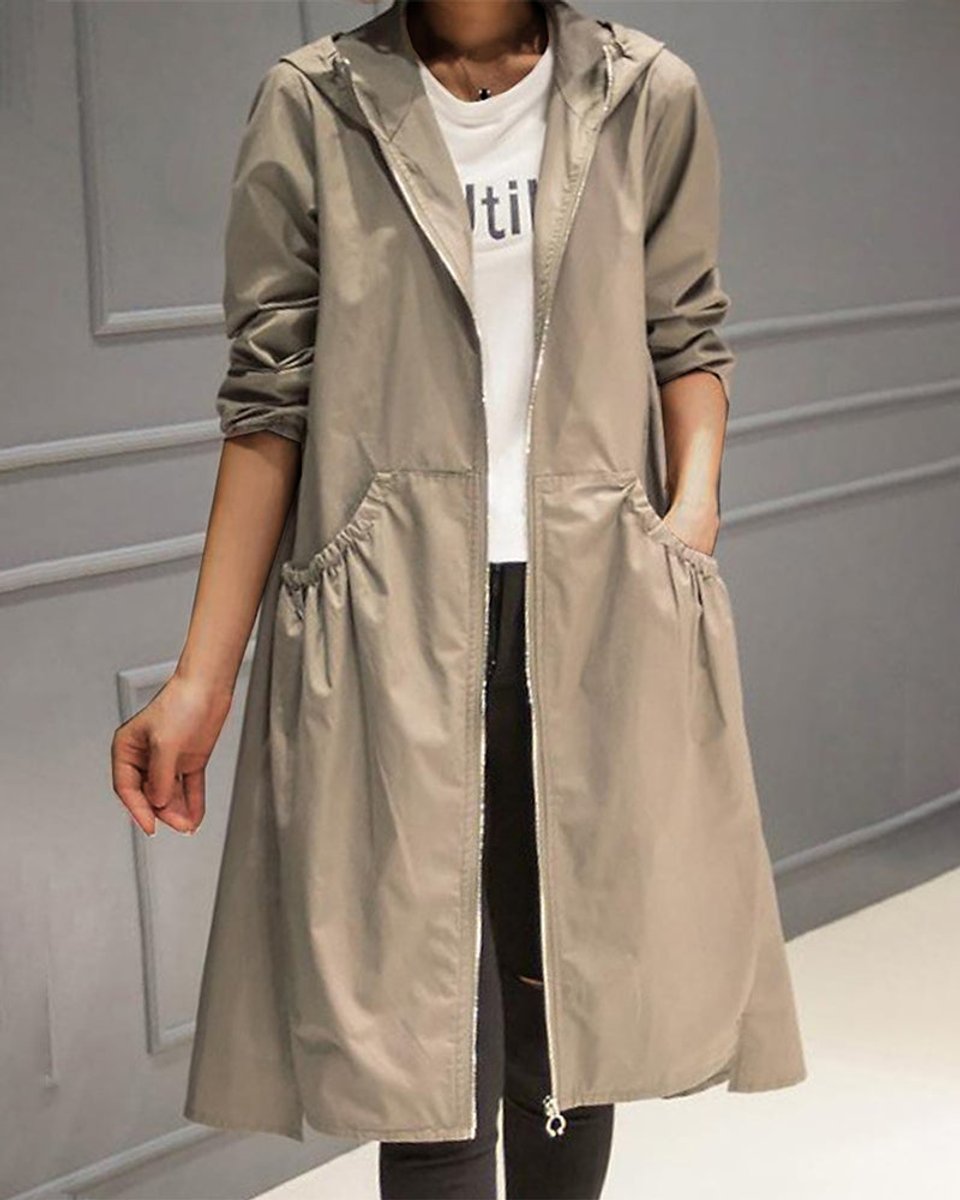Kathleen | Trench long à capuche et zip