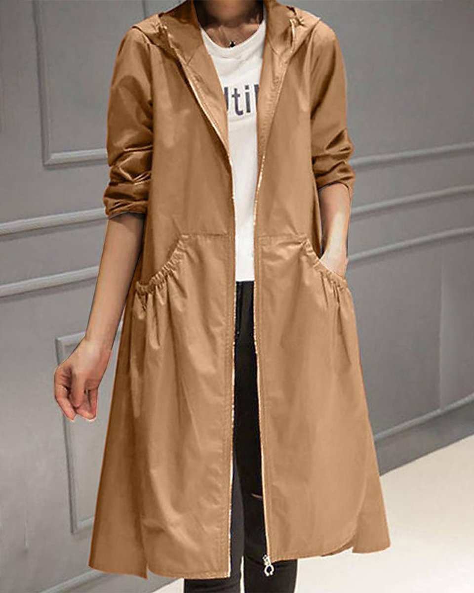 Kathleen | Trench long à capuche et zip